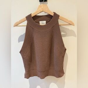 WILFRED | brown crevier knit halter tank top size large